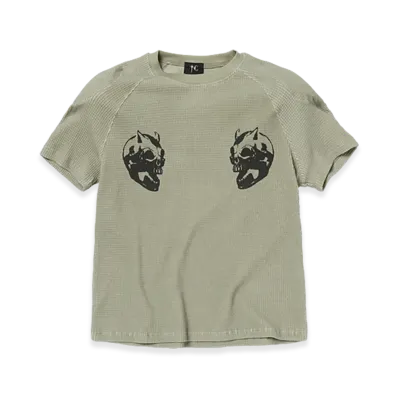 THUG CLUB Bulk Shoulder Waffle T-Shirt "Khaki"