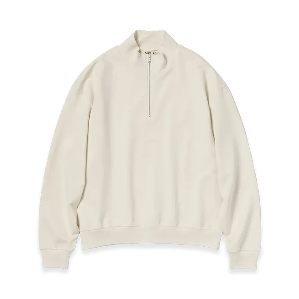 AURALEE Women's Super High Gauge Sweat Half Zip P/O "Ivory White"