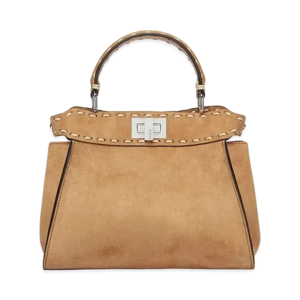 FENDI Peekaboo Mini Brown Suede Selleria Bag "Brown"