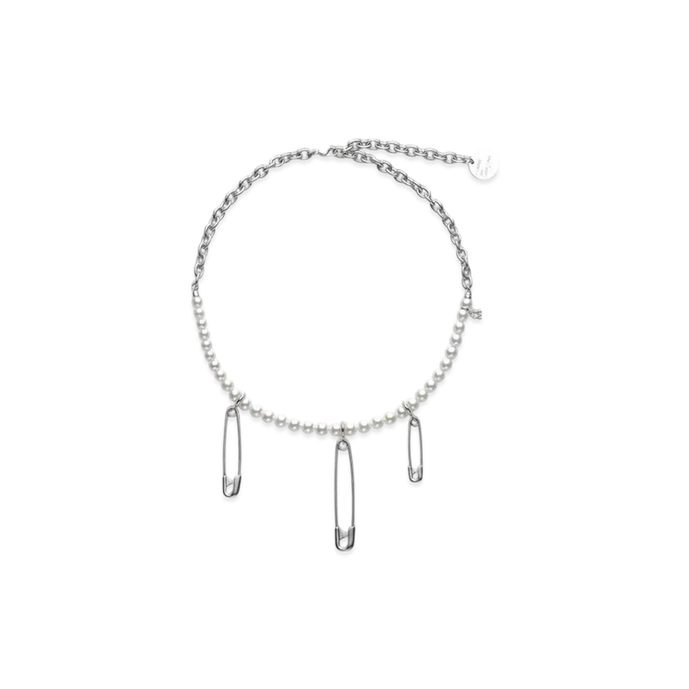 COMME des GARCONS x Mikimoto M CDG Pearl& Chain NecklaceSafety Pins "Silver"