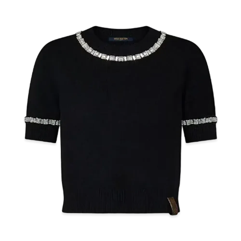 Louis Vuitton Beaded Trim Knit Top "Noir"