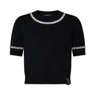 Louis Vuitton Beaded Trim Knit Top "Noir"