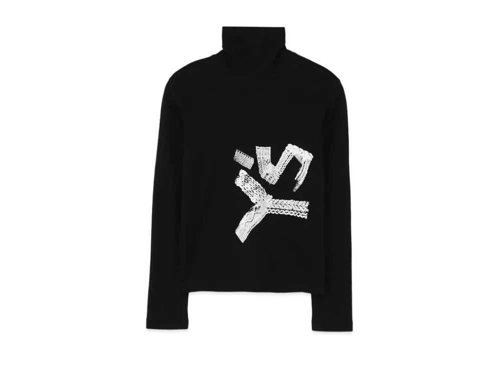 Yohji Yamamoto Y's SMOOTH KNIT Y's FOAM PRINT HIGH NECK LONG SLEEVE T "Black"