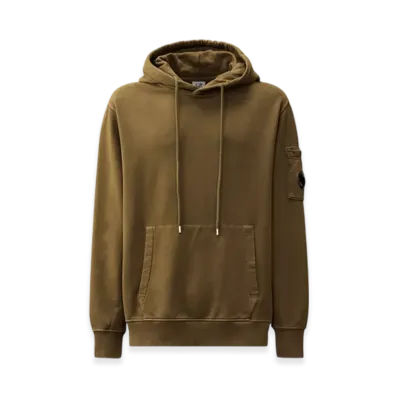 C.P. Company Brushed and Emerized Diagonal Fleece Hooded Lens Sweatshirt "Ivy Green"