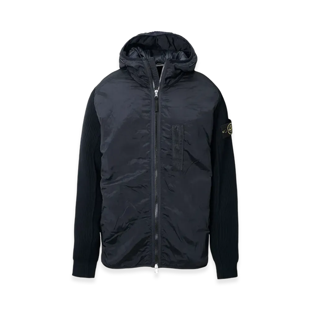 Stone Island Padded Zip-Up Blouson Nylon Metal in Econyl Regenerated Nylon + Primaloft-TC and Knit "Navyblue"