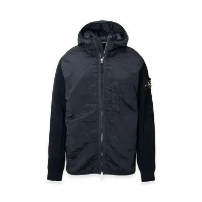 Stone Island Padded Zip-Up Blouson Nylon Metal in Econyl Regenerated Nylon + Primaloft-TC and Knit "Navyblue"
