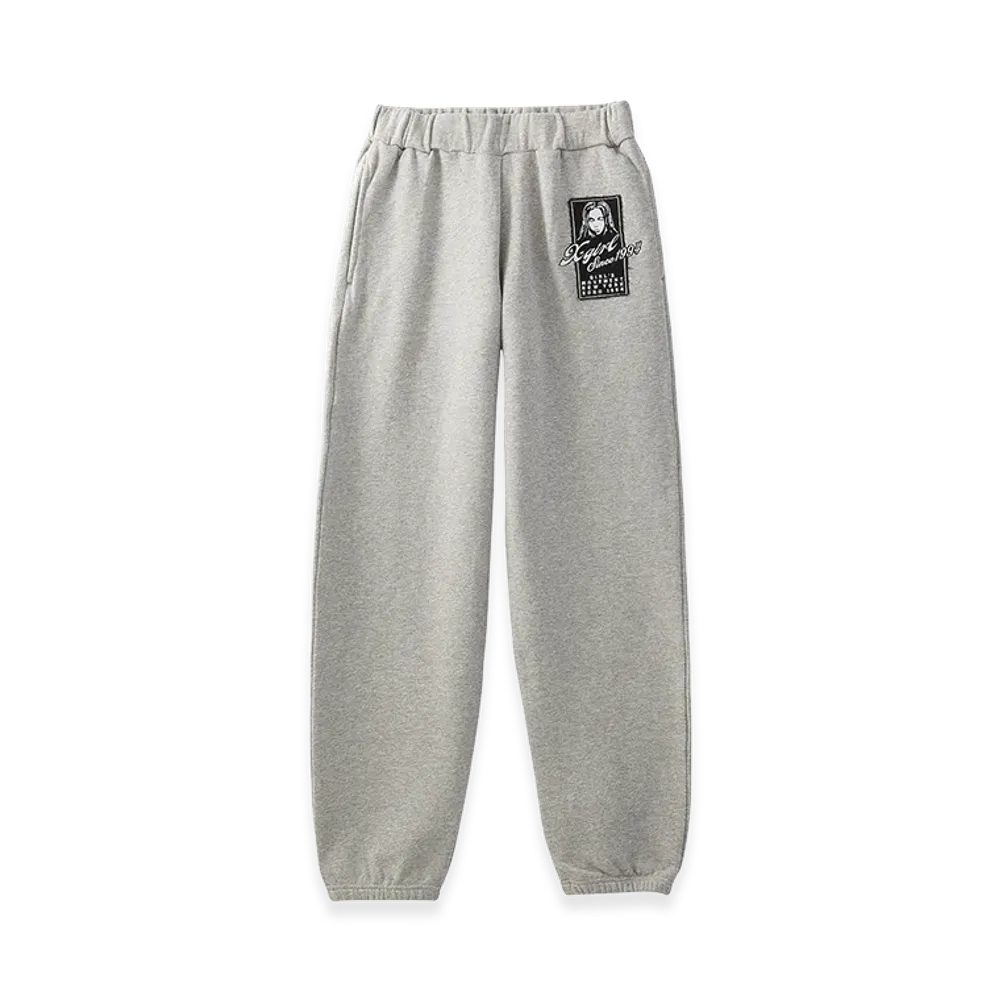 X-Girl Women's Face Box Patch Sweat Pants "Ash"