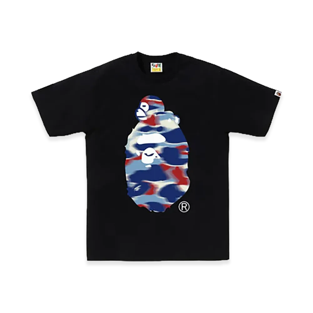 A BATHING APE Screen Camo Milo On Big Ape Tee "Black/Blue"