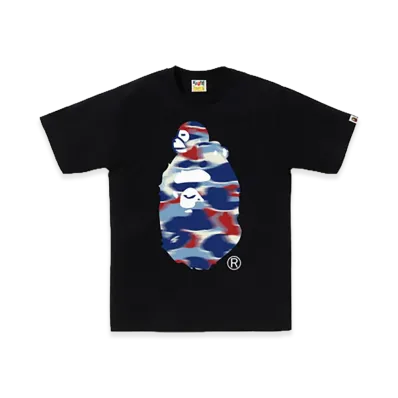 A BATHING APE Screen Camo Milo On Big Ape Tee "Black/Blue"