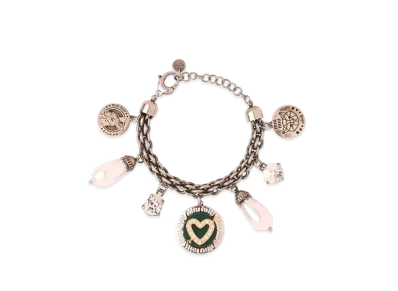 MIU MIU Miu Pave Crystal x Pearl Bracelet "Dark Gray/Dark Green"
