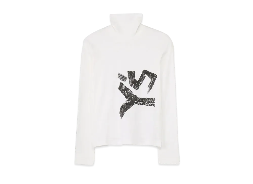 Yohji Yamamoto Y's SMOOTH KNIT Y's FOAM PRINT HIGH NECK LONG SLEEVE T "Off White"