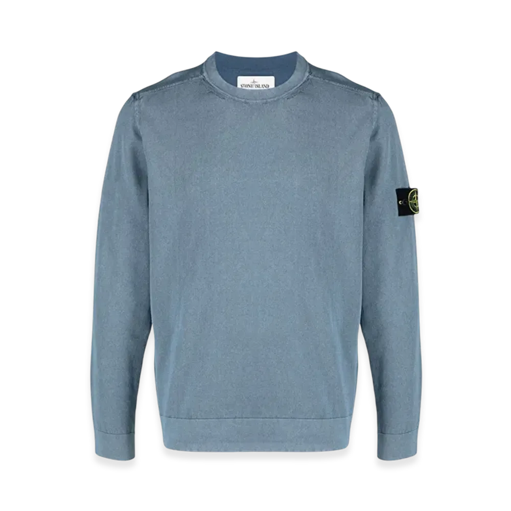 Stone Island 554D9 White Frost Treatment Crewneck Knit - 21SS "Avio Blue"