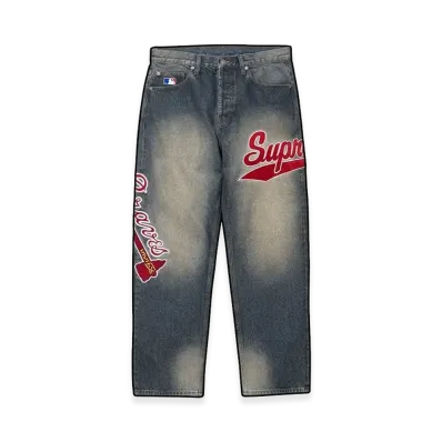 Supreme x Mitchell & Ness Atlanta Braves Loose Fit Jean "Washed Indigo"