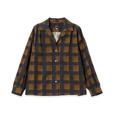 NEEDLES Gathered Blouse - Printed Flannel / Plaid "Brown"