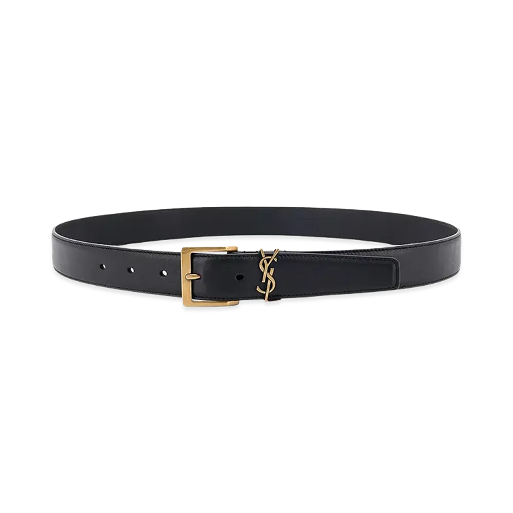 Saint Laurent Monogram Belt With Square Buckle In Smooth Leather "Black"