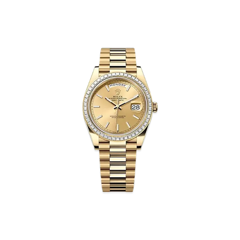 ROLEX Day-Date 40mm Yellow Gold Diamond 228398TBR "Champagne-colour"