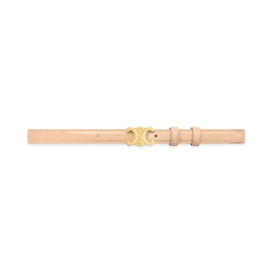 CELINE Small Triomphe Belt In Patent Taurillon "Oat Beige"