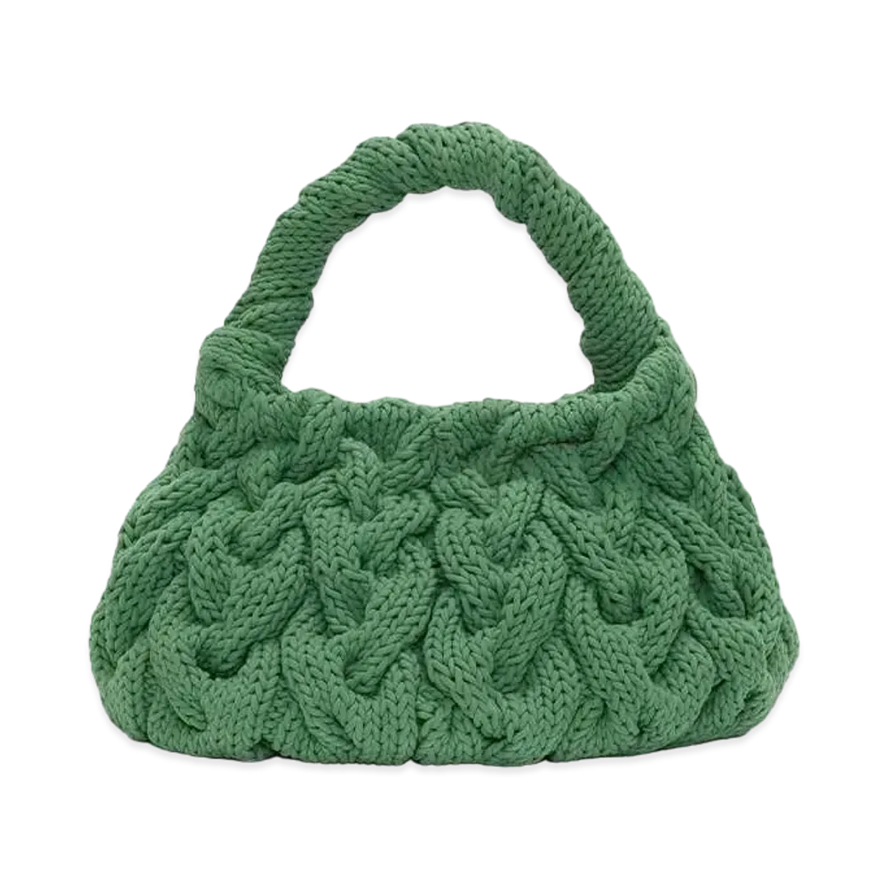 JW ANDERSON Cable Knit Top Handle Bag "Green"
