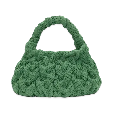 JW ANDERSON Cable Knit Top Handle Bag "Green"