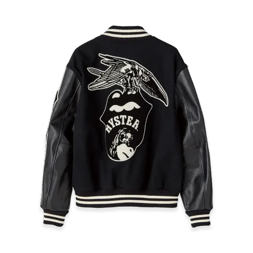 HYSTERIC GLAMOUR x The Rolling Stones HYS Loves 1975 US Tour Embroidered Stadium Jacket "Black"