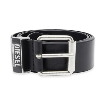 Diesel B-Glossy Loop 40 3.9Cm Leather Belt With Enamelled Logo Loop "Black"