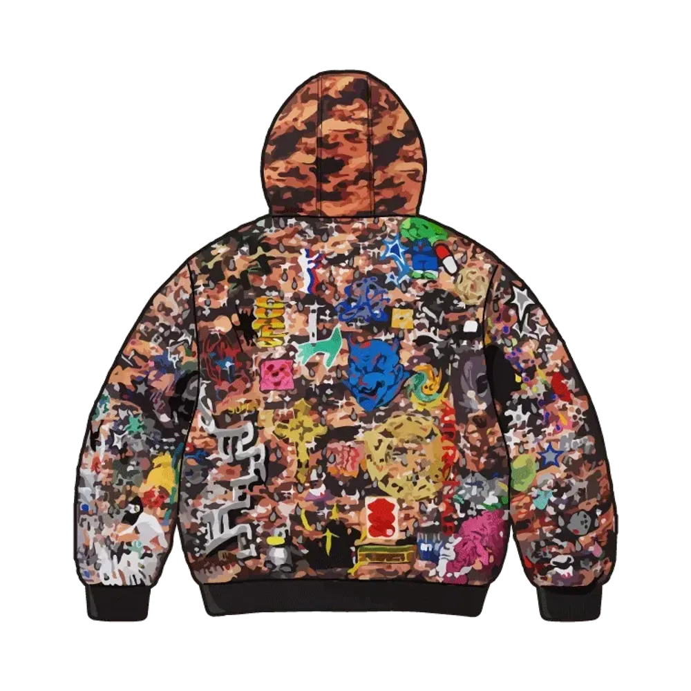 Supreme AOI Embroidered Hooded Work Jacket "Flames"