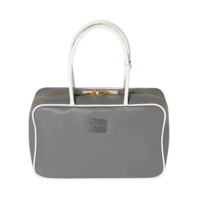 MIUMIU Beau Leather Bag "Marble Gray/White"