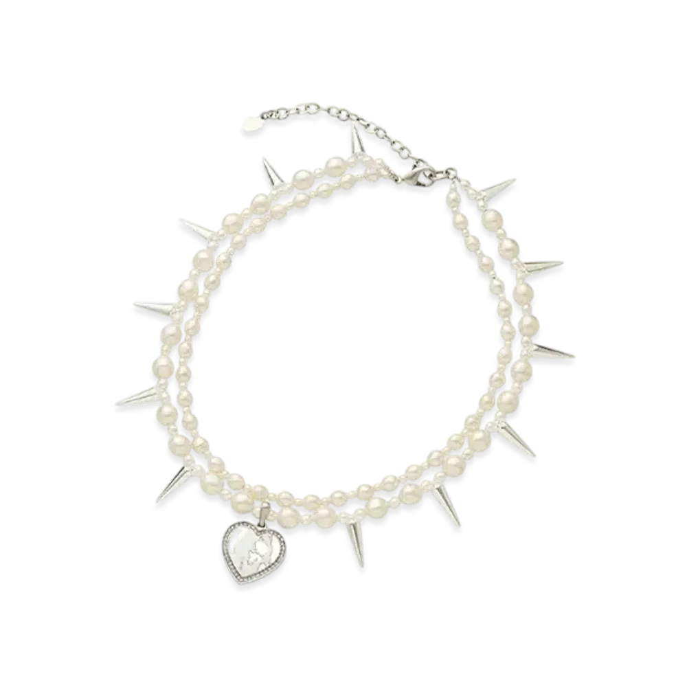 HYSTERIC GLAMOUR Hysteric Woman Pearl Stud Necklace "Silver"