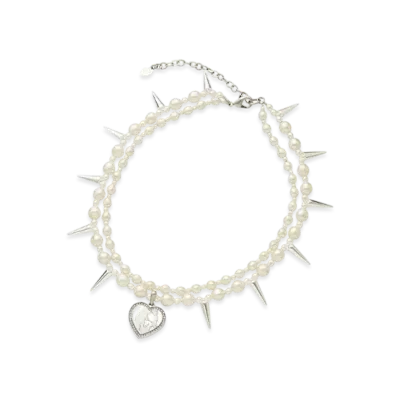 HYSTERIC GLAMOUR Hysteric Woman Pearl Stud Necklace "Silver"