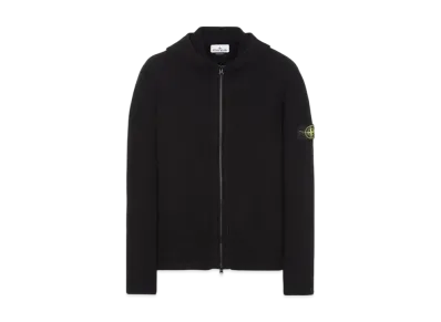 Stone Island Lambswool Hooded Cardigan Knit "Black"