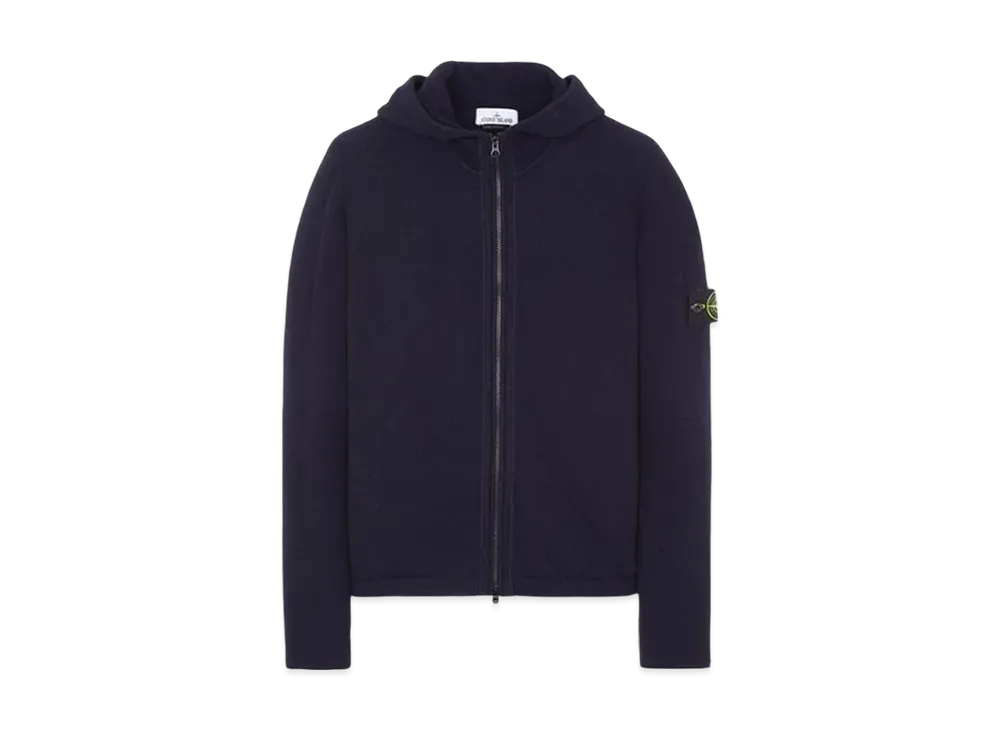 Stone Island Lambswool Hooded Cardigan Knit "Navy"