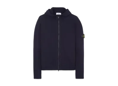 Stone Island Lambswool Hooded Cardigan Knit "Navy"