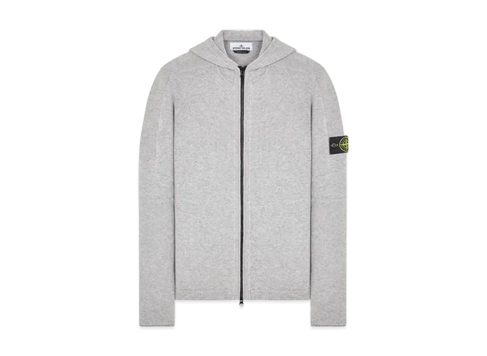 Stone Island Lambswool Hooded Cardigan Knit "Dust Melange"