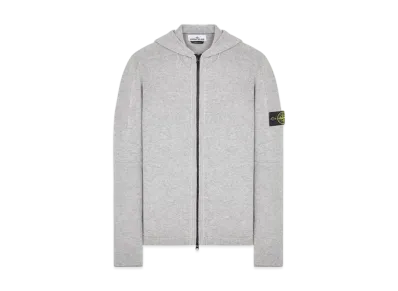 Stone Island Lambswool Hooded Cardigan Knit "Dust Melange"