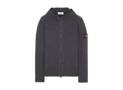 Stone Island Lambswool Hooded Cardigan Knit "Steel Gray Melange"