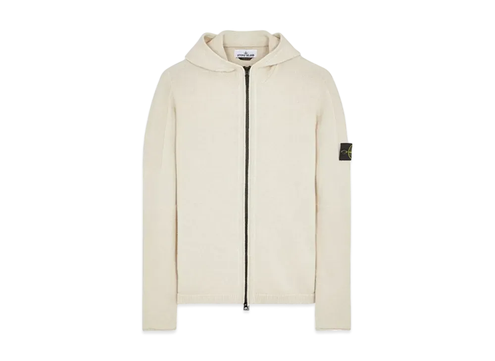 Stone Island Lambswool Hooded Cardigan Knit "Light Beige"