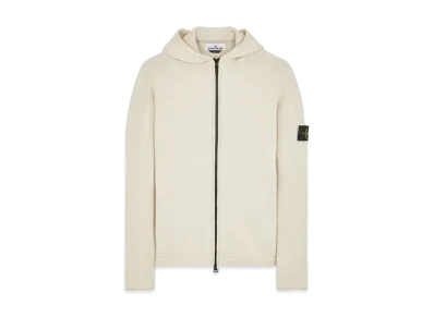 Stone Island Lambswool Hooded Cardigan Knit "Light Beige"