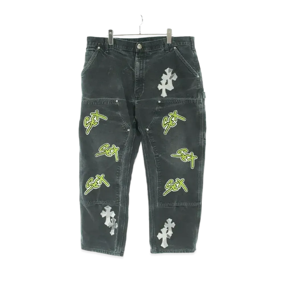 Chrome Hearts Carpenter Sex Records With Cross Patch Car Penter Denim Pants "Black/Green"