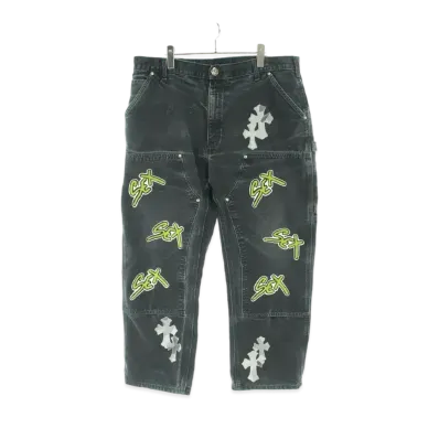 Chrome Hearts Carpenter Sex Records With Cross Patch Car Penter Denim Pants "Black/Green"