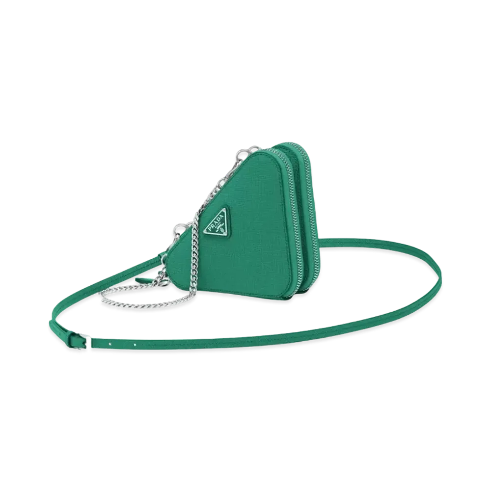 PRADA Saffiano Leather Mini Pouch "Green"