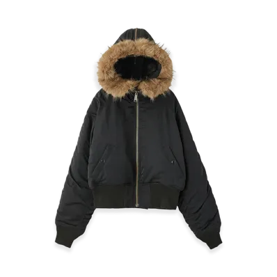 X-Girl Women's Faux Fur Hooded Jacket "Black"