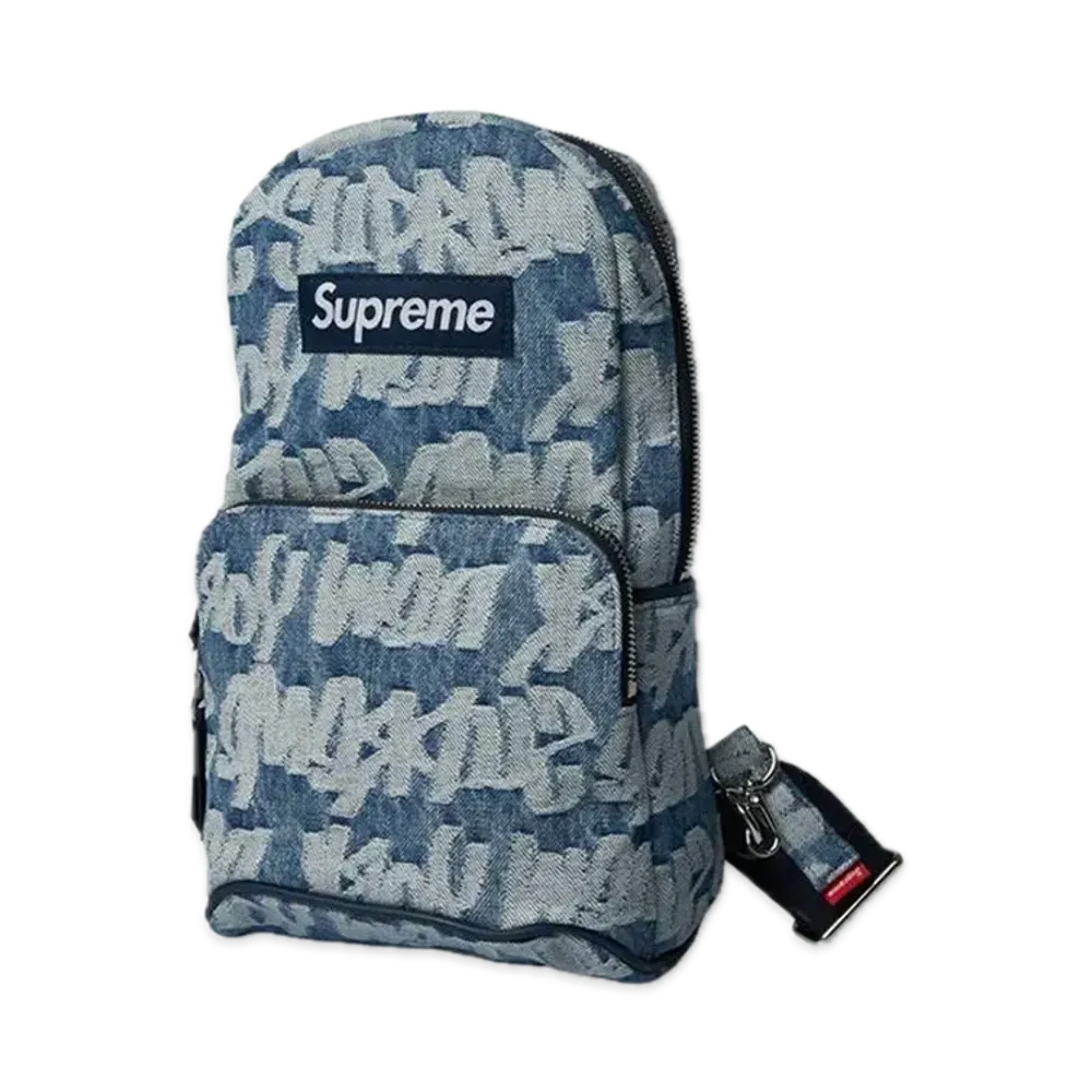 Supreme Fat Tip Jacquard Denim Sling Bag "Blue"