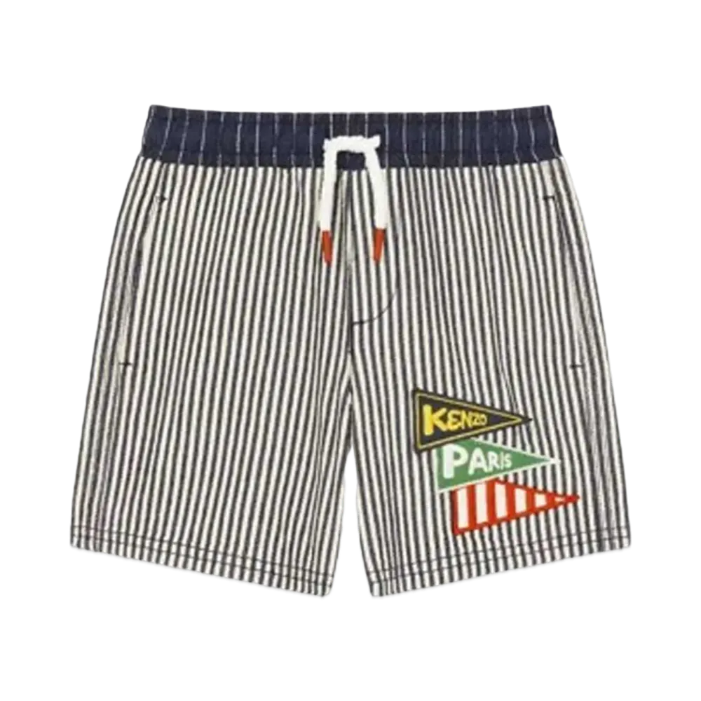 KENZO 'SAILOR' Stripe Denim Bermuda Shorts "Navy Blue"