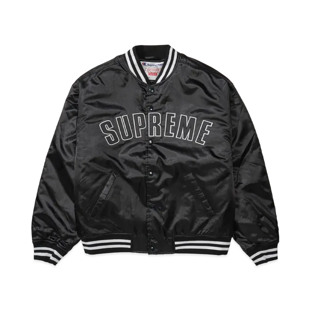 Supreme x Champion Satin Varsity Jacket "Black"
