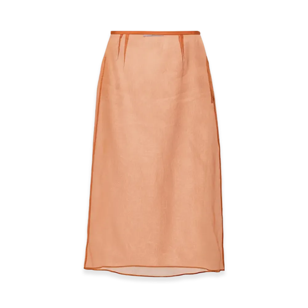 PRADA Women's Organza Midi-Skirt "Rust"