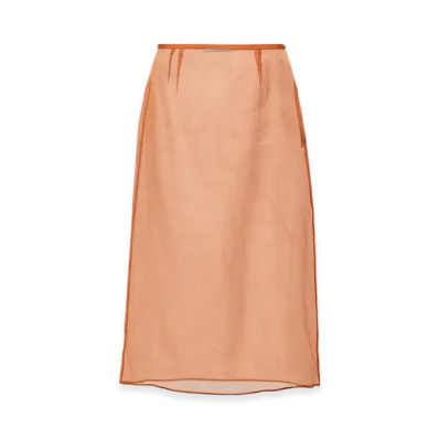 PRADA Women's Organza Midi-Skirt "Rust"