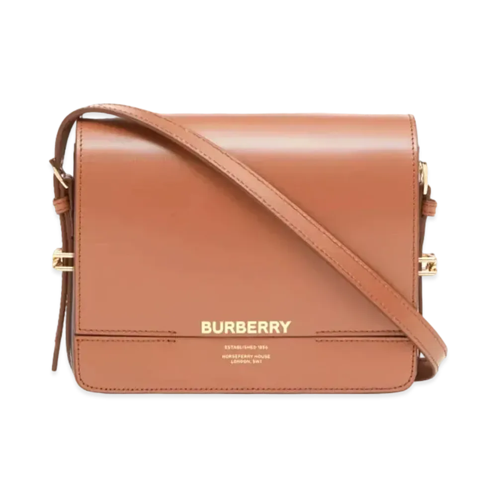 Burberry Small Two Tone Leather Grace Bag "Malt Brown/Black"