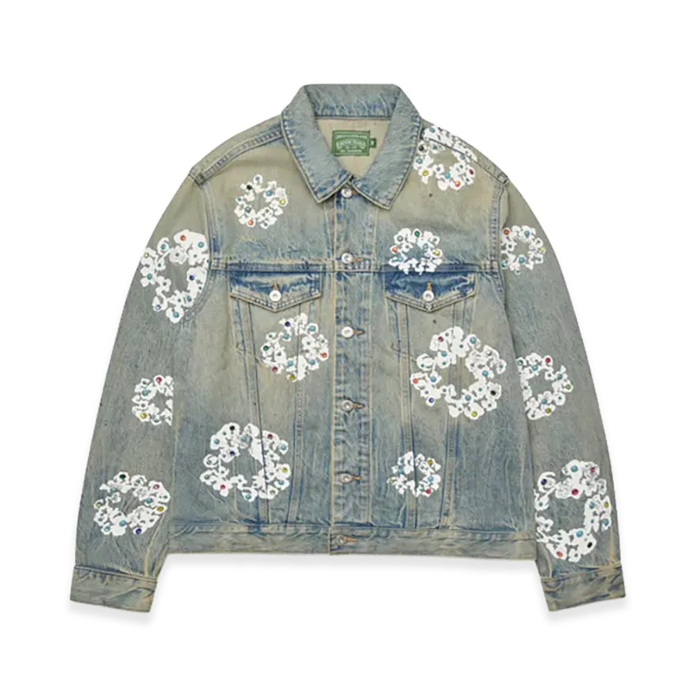 DENIM TEARS Studded Cotton Wreath Denim Jacket "Dirty Wash"