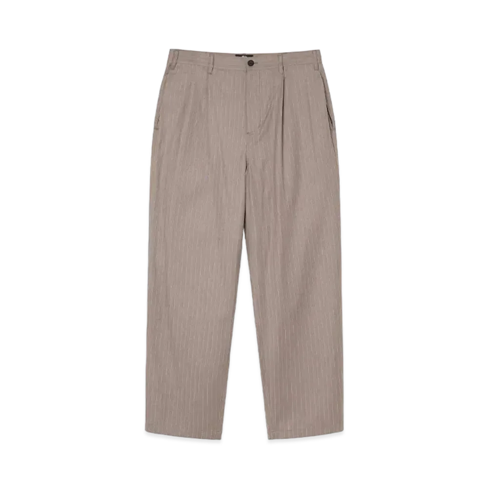 Stussy Striped Volume Pleated Trouser "Light Brown"