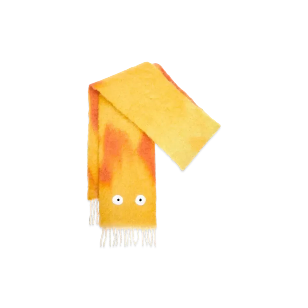 LOEWE x Howl's Moving Castle Calcifer Scarf In Mohair and Wool Blend "Orange/Red"